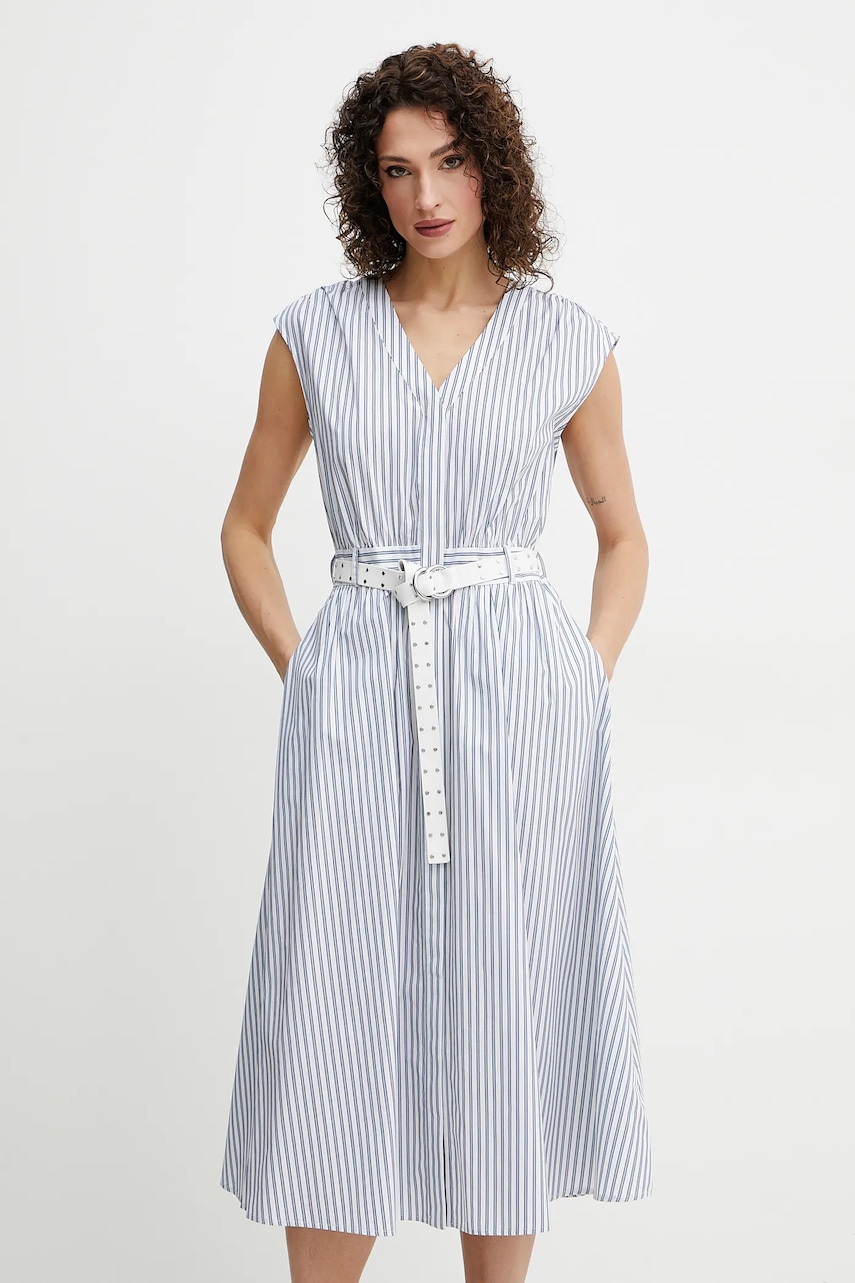 Βαμβακερό φόρεμα MICHAEL Michael Kors χρώμα: ναυτικό μπλε, MS5830KHJ7