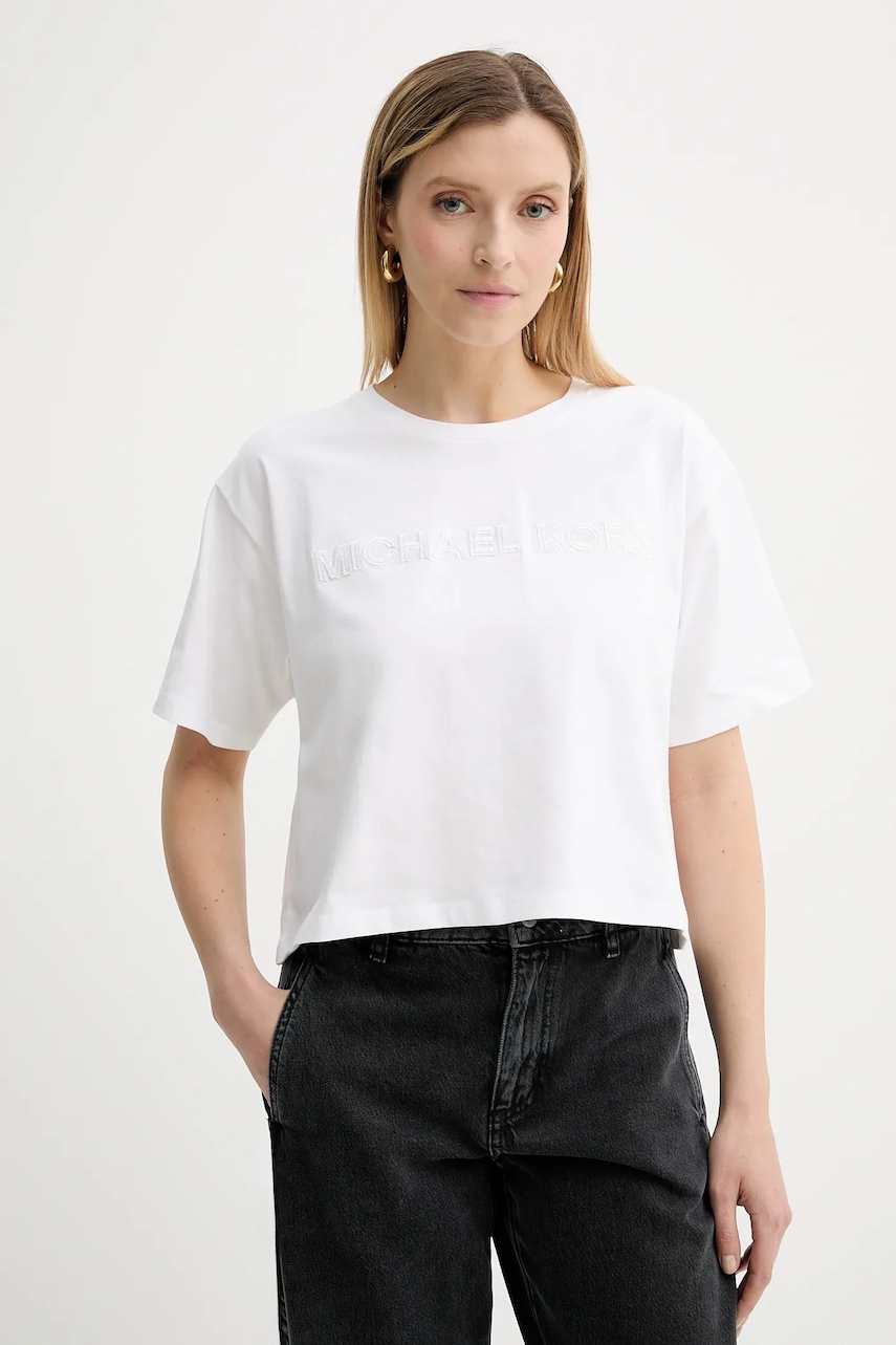 Βαμβακερό μπλουζάκι MICHAEL Michael Kors χρώμα: μπεζ, MT551VJ2ZU