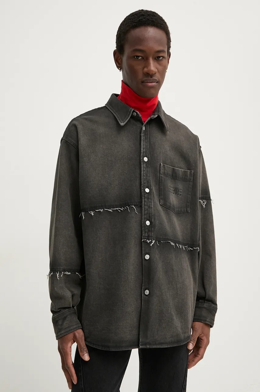 Τζιν πουκάμισο MM6 Maison Margiela ανδρικό, χρώμα: γκρι, SH2DT0009.S30848