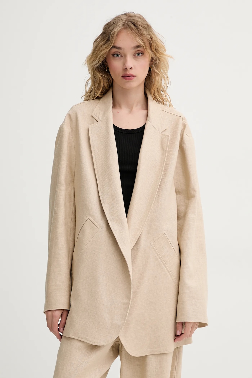 Σακάκι MMC STUDIO χρώμα: μπεζ, LINEN
