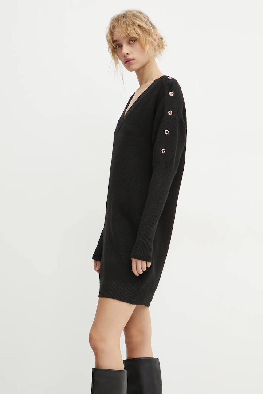 Φόρεμα από μείγμα μαλλιού Morgan RMHIVER χρώμα: μαύρο, RMHIVER