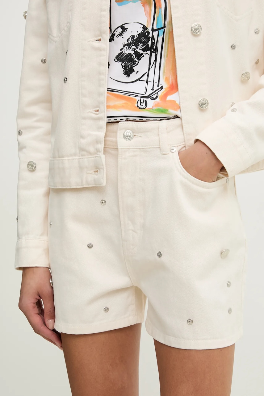 Τζιν σορτς Moschino Jeans χρώμα: μπεζ, 0347 3718