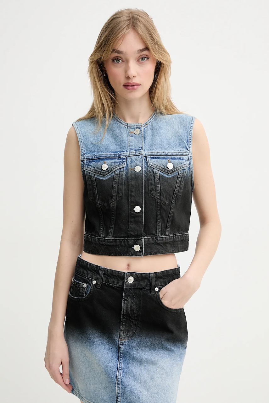 Γιλέκο τζιν Moschino Jeans χρώμα: μπλε, 1002 3719