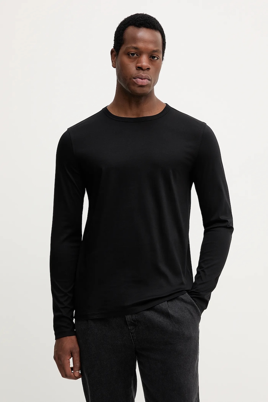 Βαμβακερή μπλούζα με μακριά μανίκια Mos Mosh PERRY χρώμα: μαύρο, 500430