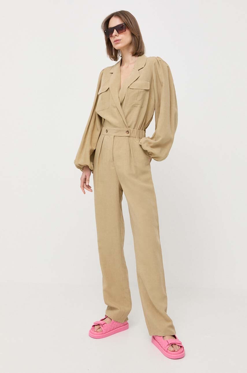 Ολόσωμη φόρμα συνδυασμένη με λινό Notes du Nord χρώμα: πράσινο