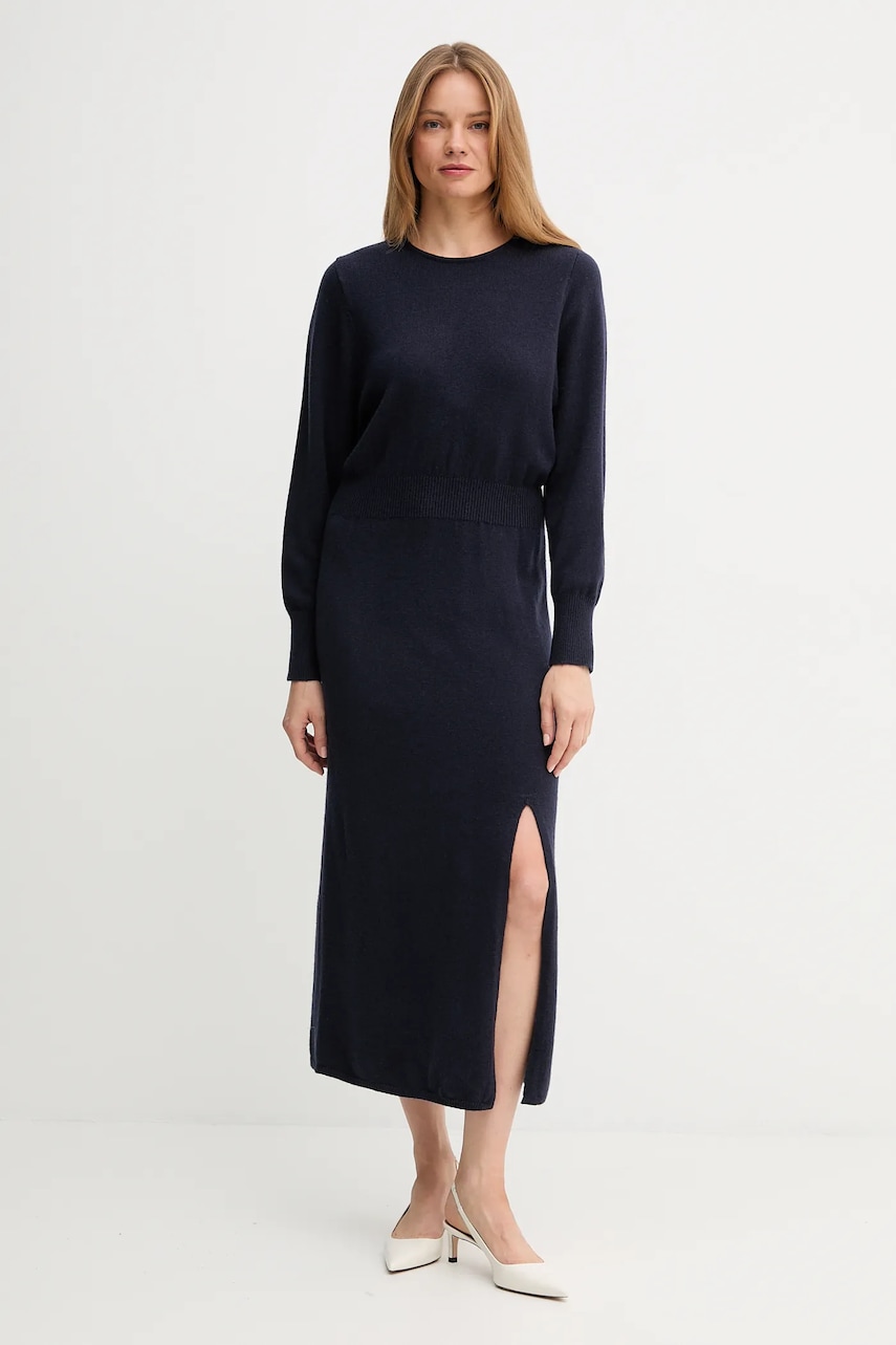 Μάλλινο φόρεμα OUI χρώμα: ναυτικό μπλε, 94484