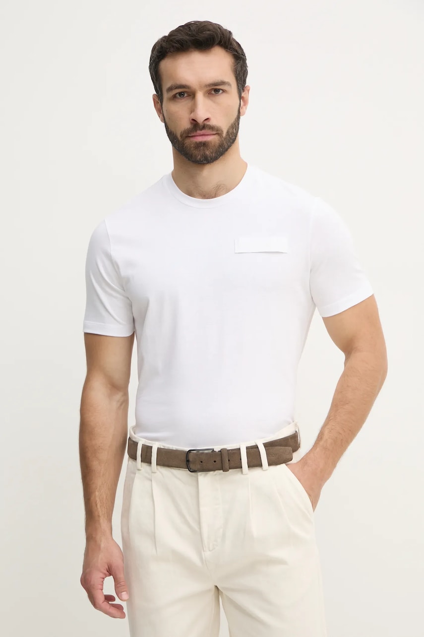 Βαμβακερό μπλουζάκι Paul&Shark ανδρικό, χρώμα: άσπρο, 25411043