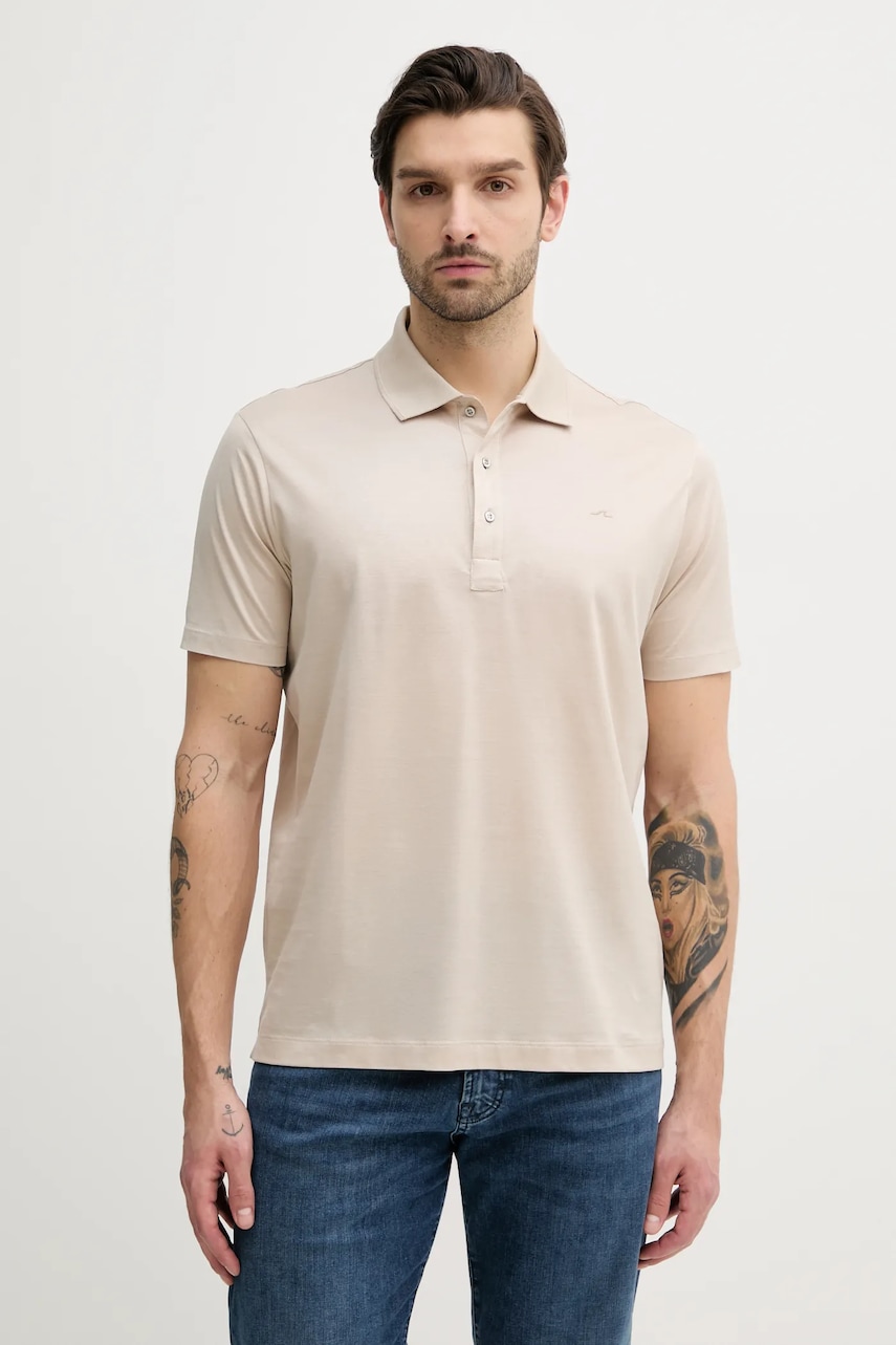 Βαμβακερό μπλουζάκι πόλο Paul&Shark ανδρικό, χρώμα: μπεζ, 25411239