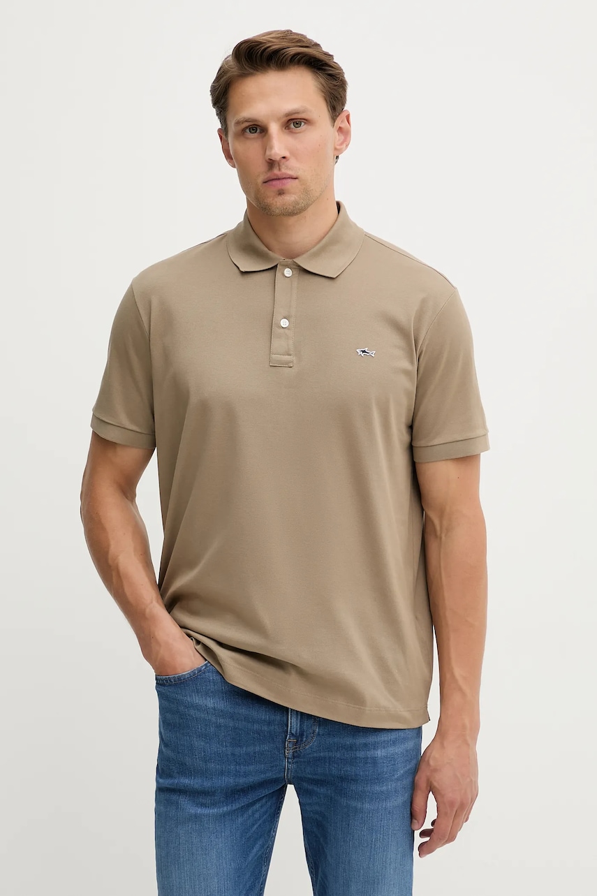 Βαμβακερό μπλουζάκι πόλο Paul&Shark Knitwear ανδρικά, χρώμα: πράσινο, 99311001