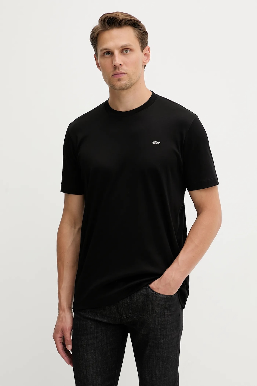 Βαμβακερό μπλουζάκι Paul&Shark Knitwear ανδρικά, χρώμα: μαύρο, 15311610