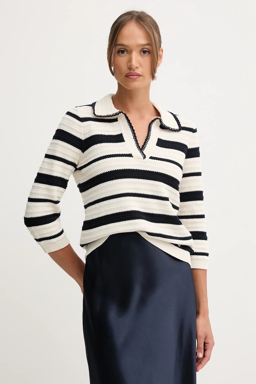 Βαμβακερό πουλόβερ Pedro del Hierro χρώμα: μπεζ, 3512894