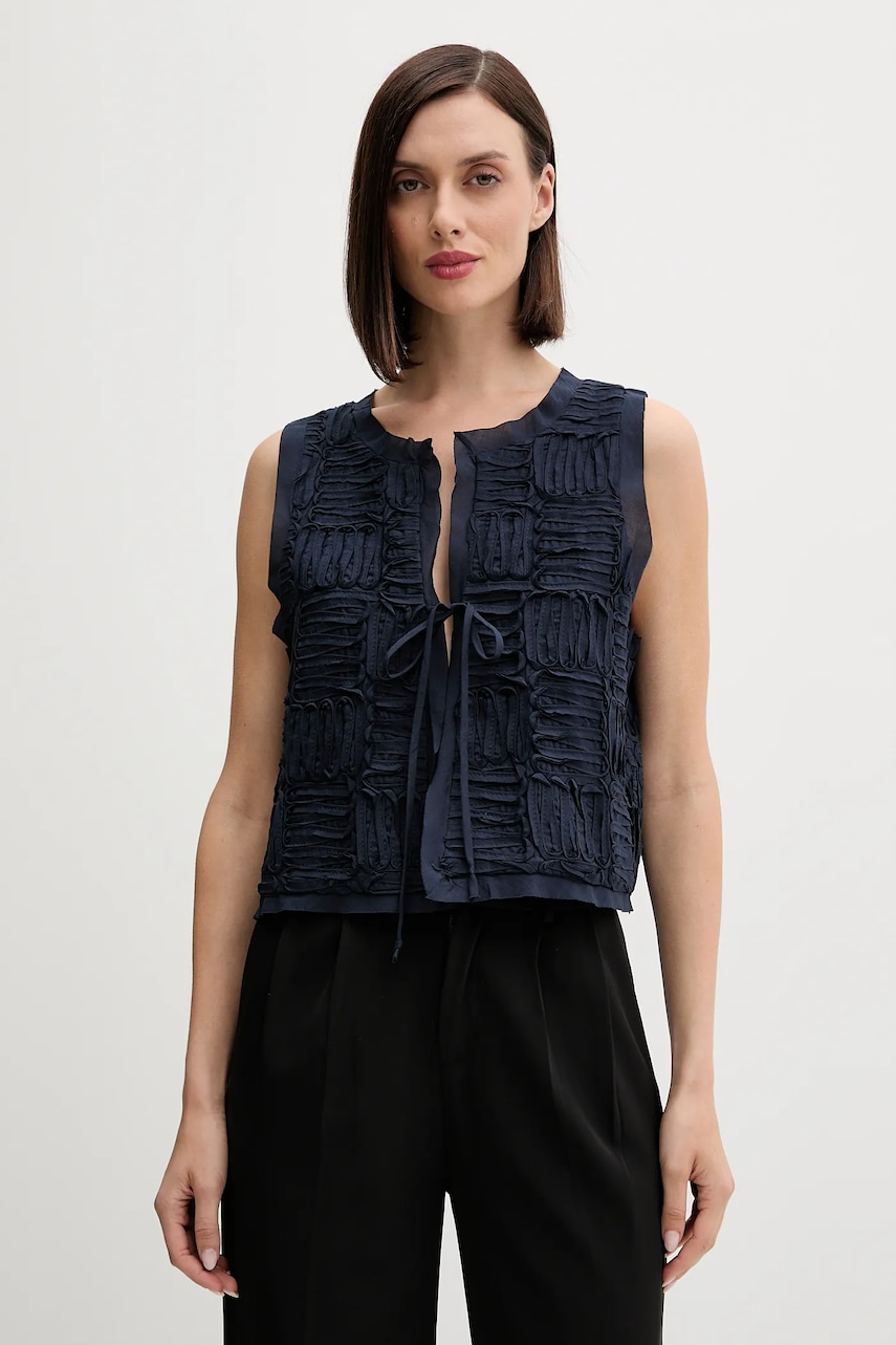 Βαμβακερό γιλέκο Pedro del Hierro χρώμα: ναυτικό μπλε, 7312259