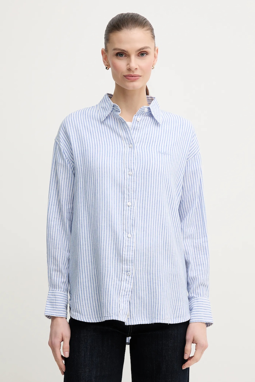 Πουκάμισο από λινό Pepe Jeans DREAM χρώμα: μπλε, PL305033