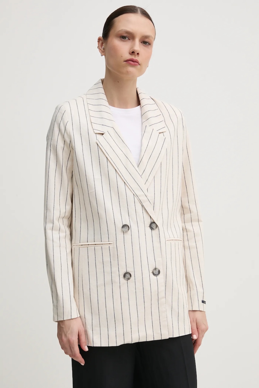 Λινό πανωφόρι Pepe Jeans HANNAH χρώμα: μπεζ, PL402589