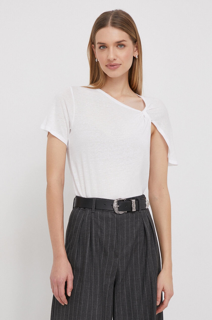 Μπλουζάκι με λινό μείγμα Pepe Jeans HARMONY χρώμα: άσπρο PL505740