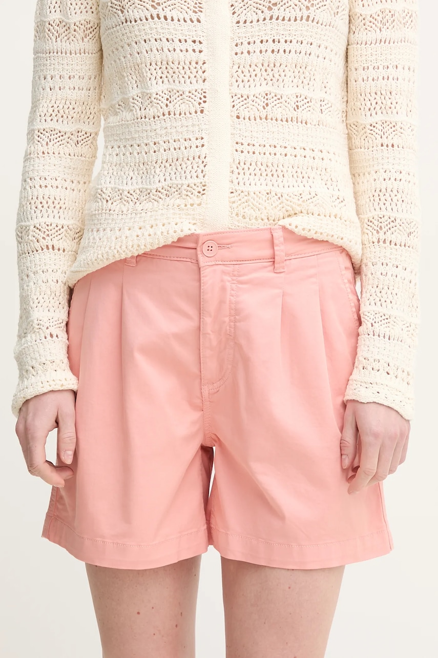 Σορτς Pepe Jeans MID WAIST REGULAR CHINO SHORT VANIA χρώμα: ροζ, PL801168