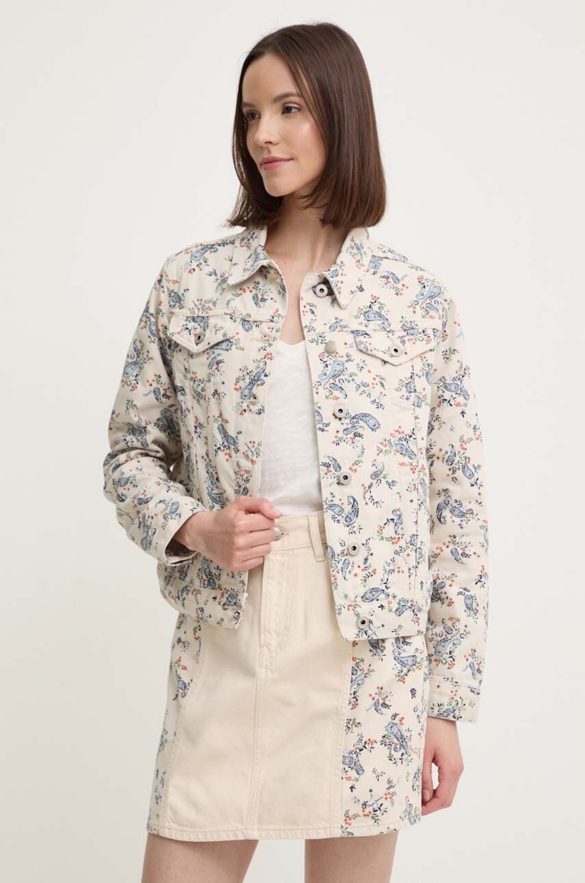 Τζιν μπουφάν Pepe Jeans REGULAR JACKET PAISLEY χρώμα: μπεζ, PL402409