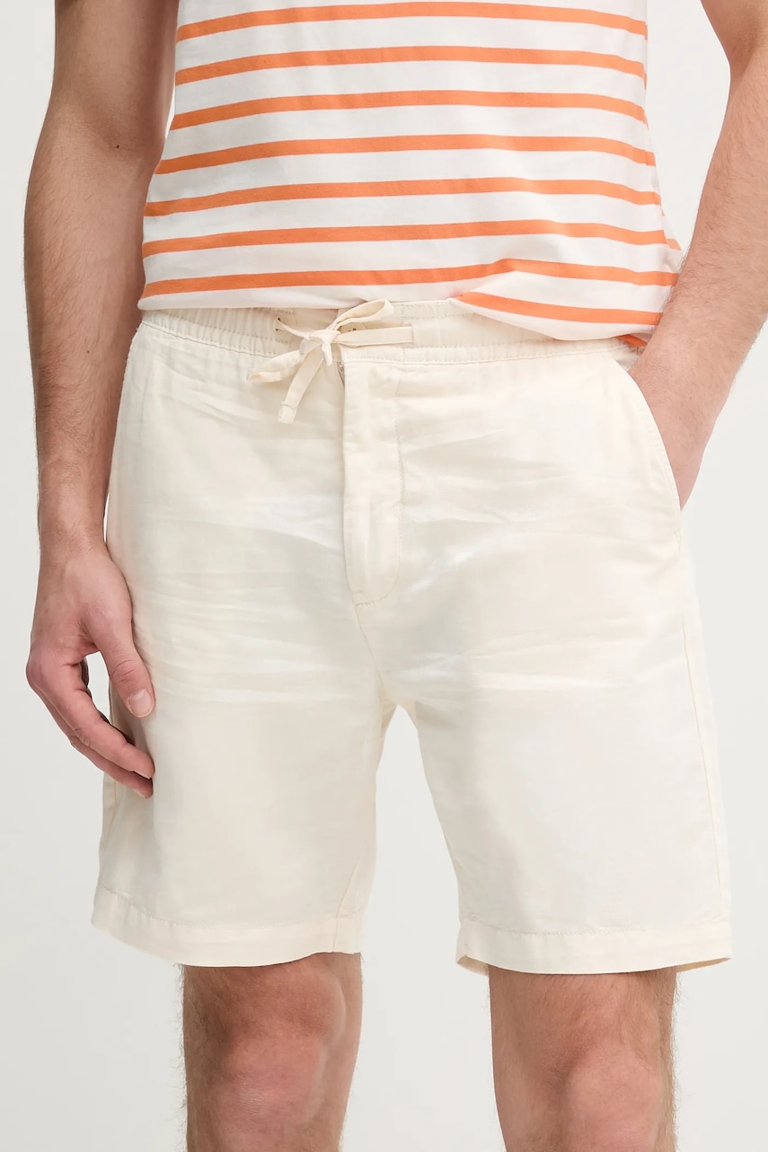 Σορτς από λινό Pepe Jeans RELAXED LINEN SMART SHORTS χρώμα: μπεζ, PM801093