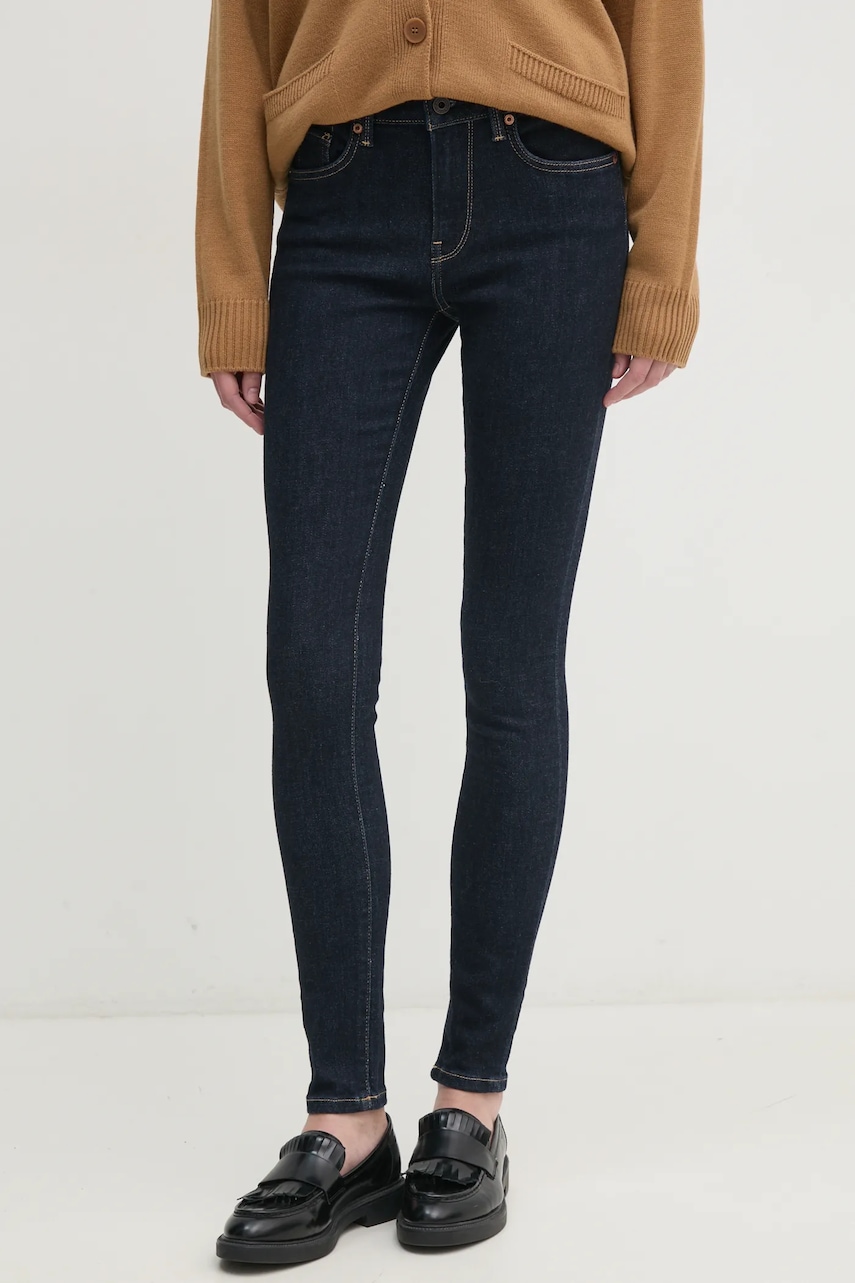 Τζιν παντελόνι Pepe Jeans SKINNY JEANS MW REGENT χρώμα: ναυτικό μπλε, PL204728BC1