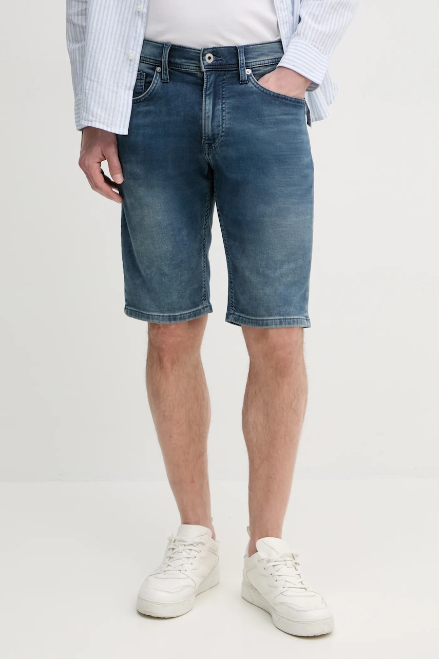 Τζιν σορτς Pepe Jeans SLIM GYMDIGO SHORT TRACK χρώμα: ναυτικό μπλε, PM801075UI5