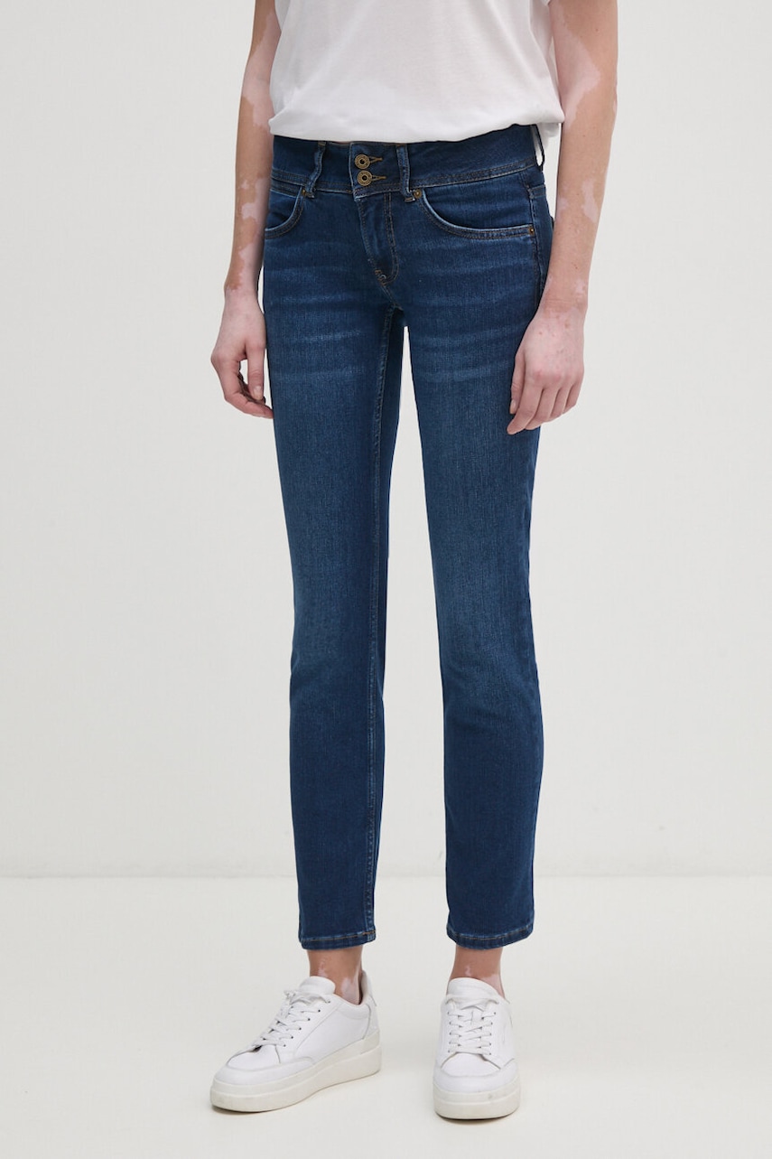 Τζιν παντελόνι Pepe Jeans SLIM JEANS LW χρώμα: ναυτικό μπλε, PL204729DP6