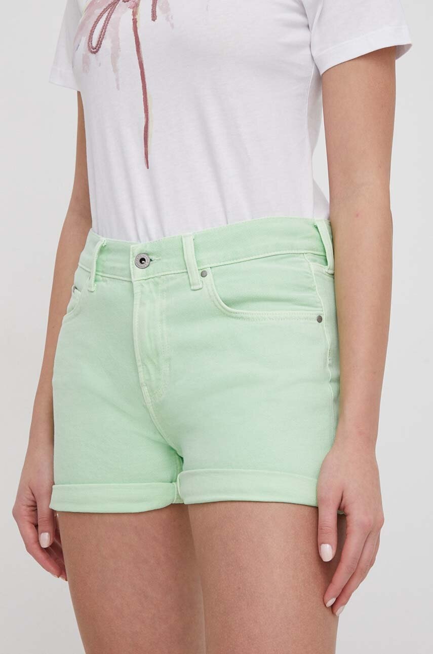 Τζιν σορτς Pepe Jeans STRAIGHT SHORT HW χρώμα: πράσινο PL801108YH1