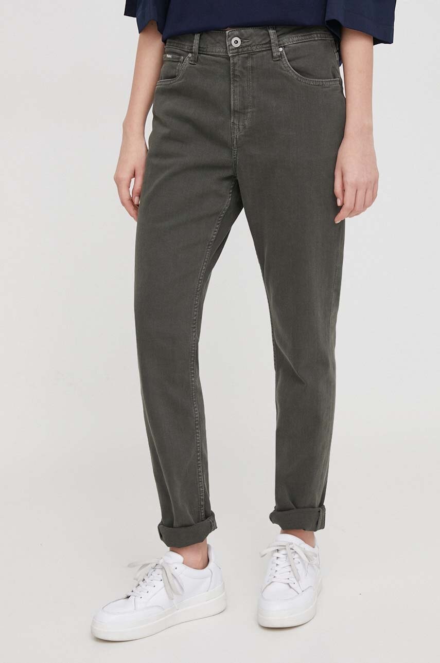 Τζιν παντελόνι Pepe Jeans TAPERED JEANS HW χρώμα: πράσινο PL211704YG1