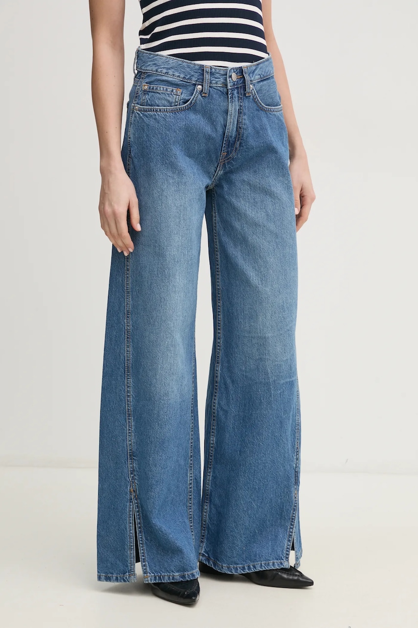 Τζιν παντελόνι Pepe Jeans WIDE LEG JEANS MW SLIT χρώμα: μπλε, PL205001