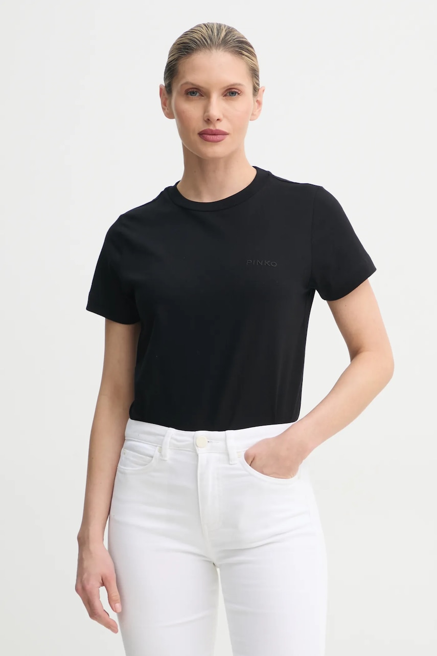 Βαμβακερό μπλουζάκι Pinko γυναικείο, χρώμα: μαύρο, 101752 A2HN