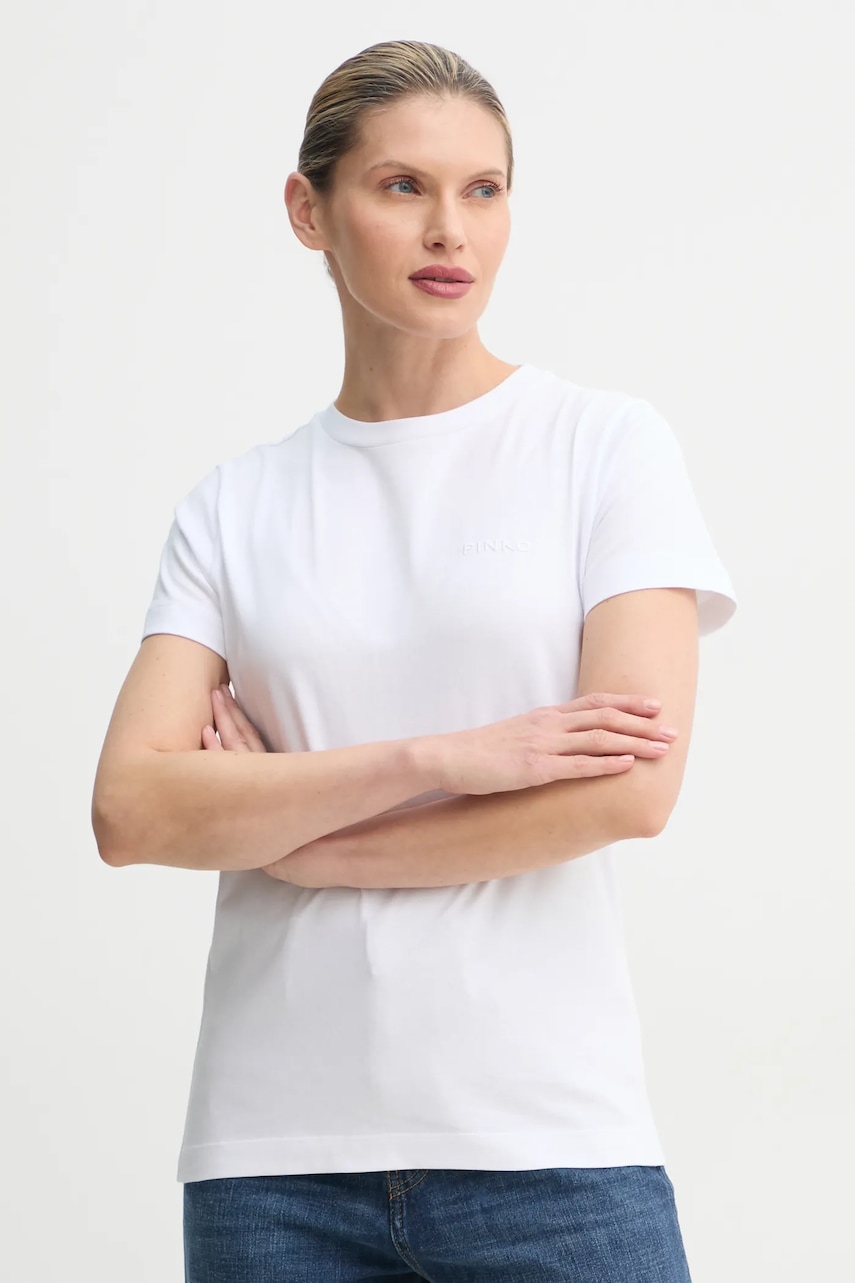 Βαμβακερό μπλουζάκι Pinko γυναικείο, χρώμα: άσπρο, 101752 A2HN