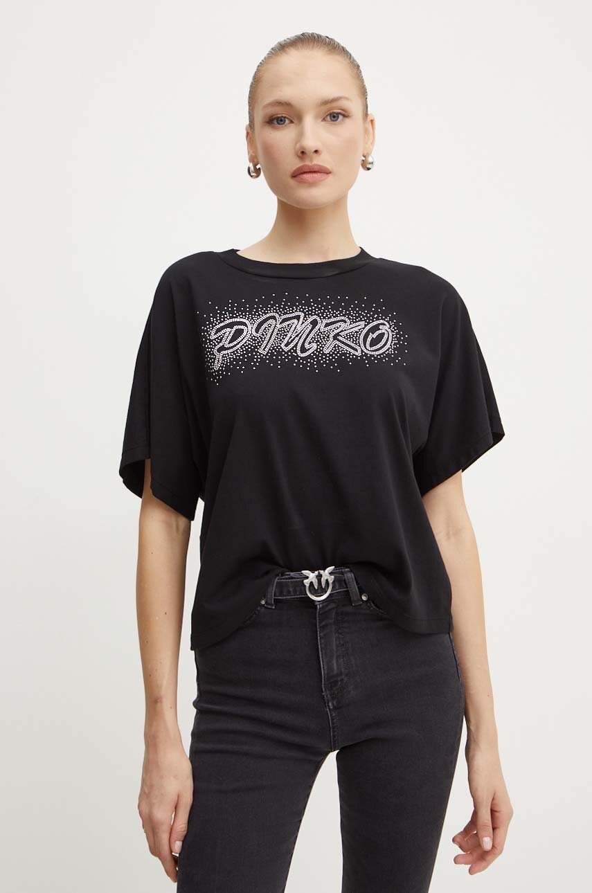Βαμβακερό μπλουζάκι Pinko γυναικείο, χρώμα: μαύρο, 103993 A231