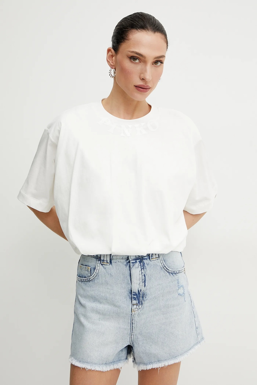 Βαμβακερό μπλουζάκι Pinko γυναικείο, χρώμα: άσπρο, 104257 A2D2