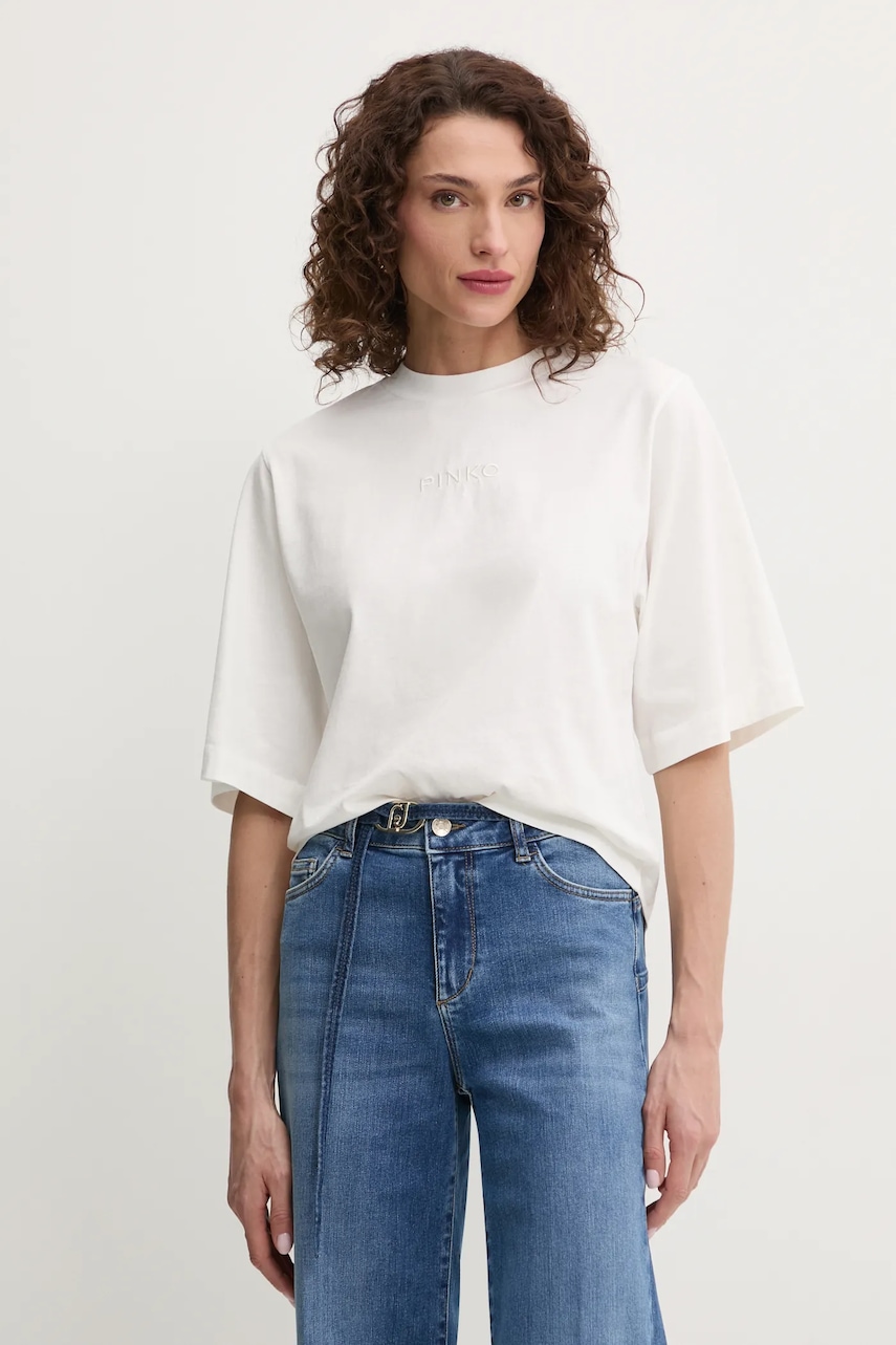 Βαμβακερό μπλουζάκι Pinko γυναικείο, χρώμα: άσπρο, 104604 A2F8