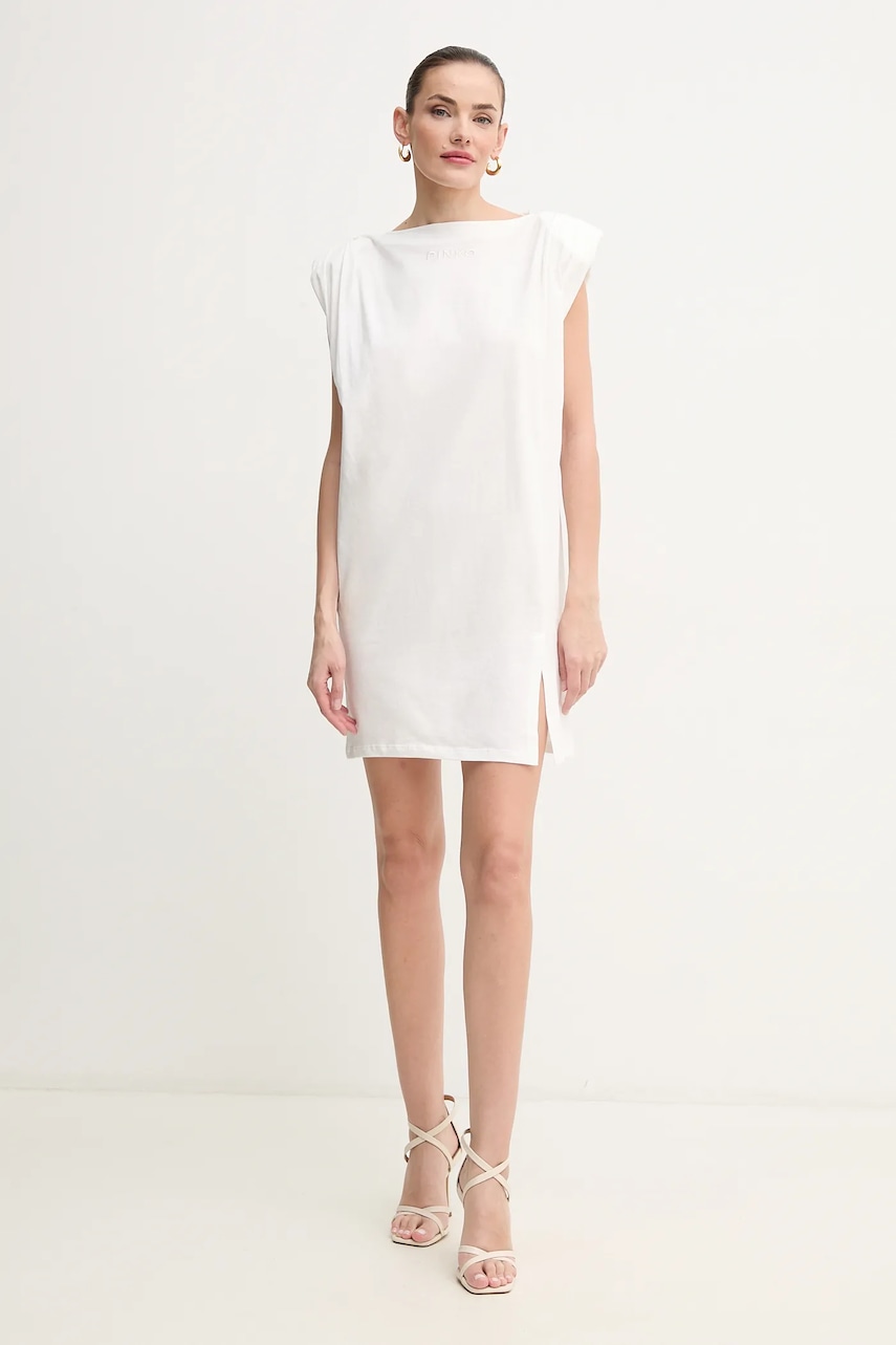 Βαμβακερό φόρεμα Pinko χρώμα: άσπρο, 104901 A2HE