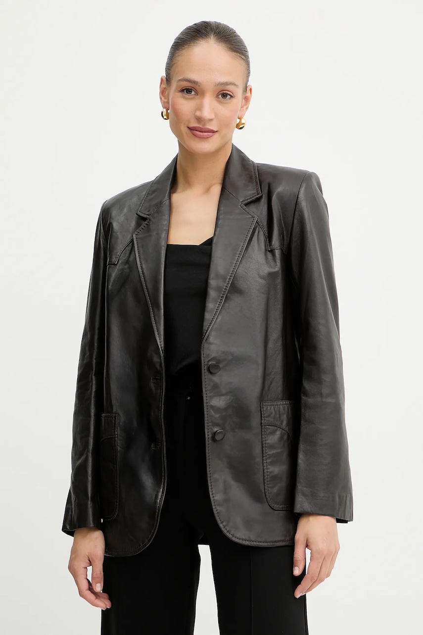 Δερμάτινο σακάκι Pinko REIMAGINE by Patrick Mcdowell χρώμα: καφέ, 105090 A2JN