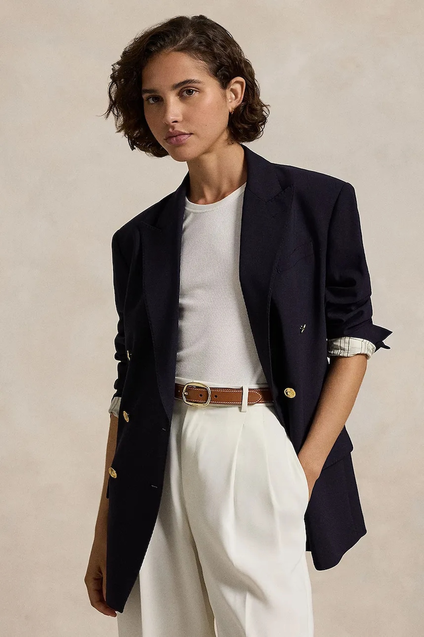 Μάλλινο σακάκι Polo Ralph Lauren χρώμα: ναυτικό μπλε, 211952717