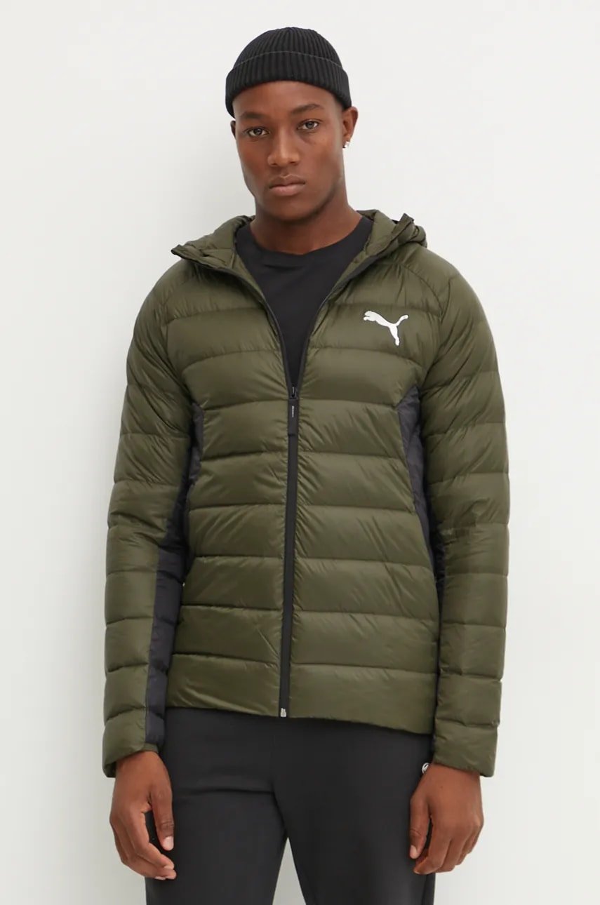 Μπουφάν με επένδυση από πούπουλα Puma ανδρικό, χρώμα: πράσινο