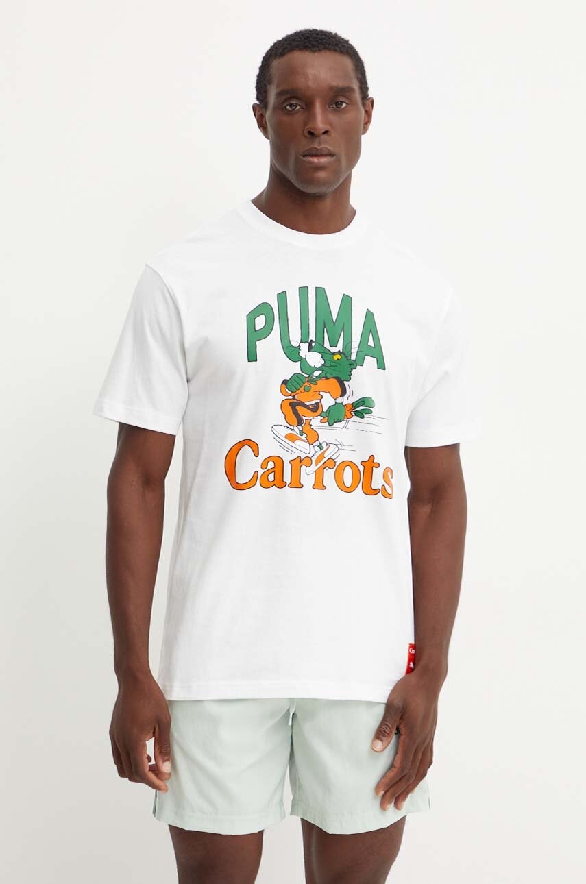 Βαμβακερό μπλουζάκι Puma PUMA X CARROTS Graphic Tee ανδρικό, χρώμα: άσπρο, 627443