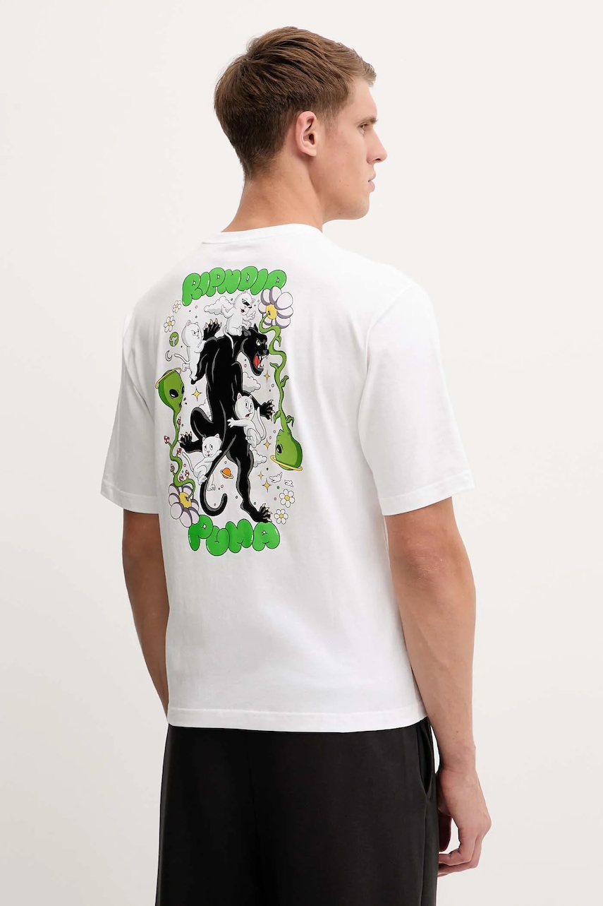Βαμβακερό μπλουζάκι Puma PUMA x RIPNDIP ανδρικό, χρώμα: άσπρο, 632413