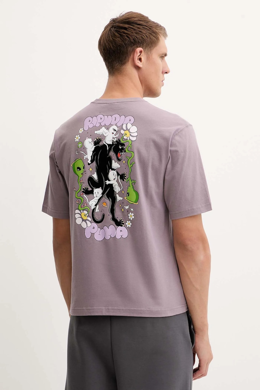 Βαμβακερό μπλουζάκι Puma PUMA x RIPNDIP ανδρικό, χρώμα: μοβ, 632413