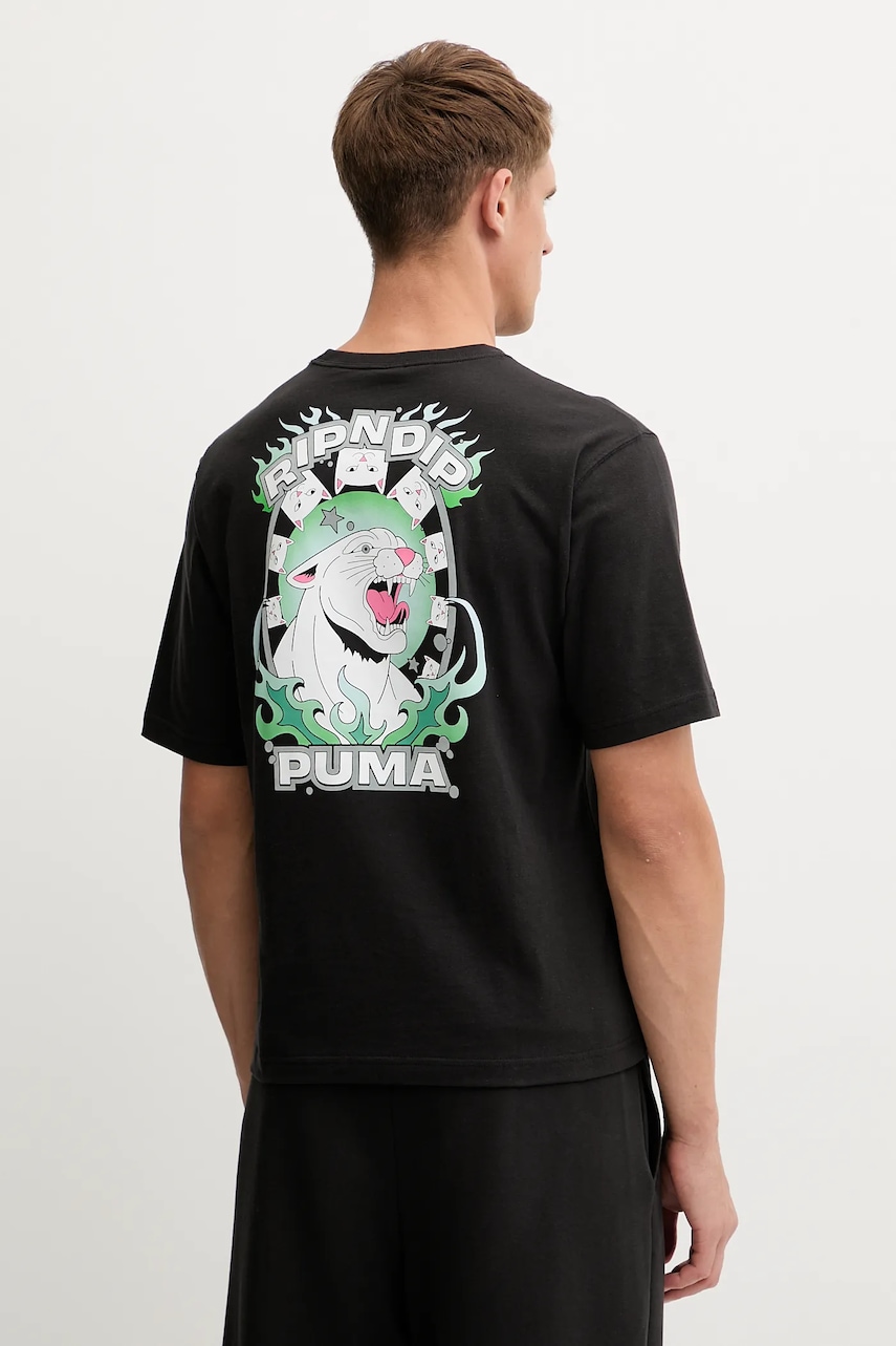 Βαμβακερό μπλουζάκι Puma PUMA x RIPNDIP ανδρικό, χρώμα: μαύρο, 632413