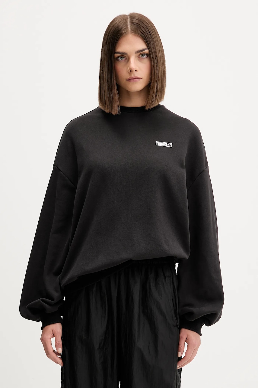 Βαμβακερή μπλούζα Puma PUMA x ROSÉ γυναικεία, χρώμα: μαύρο, 633803