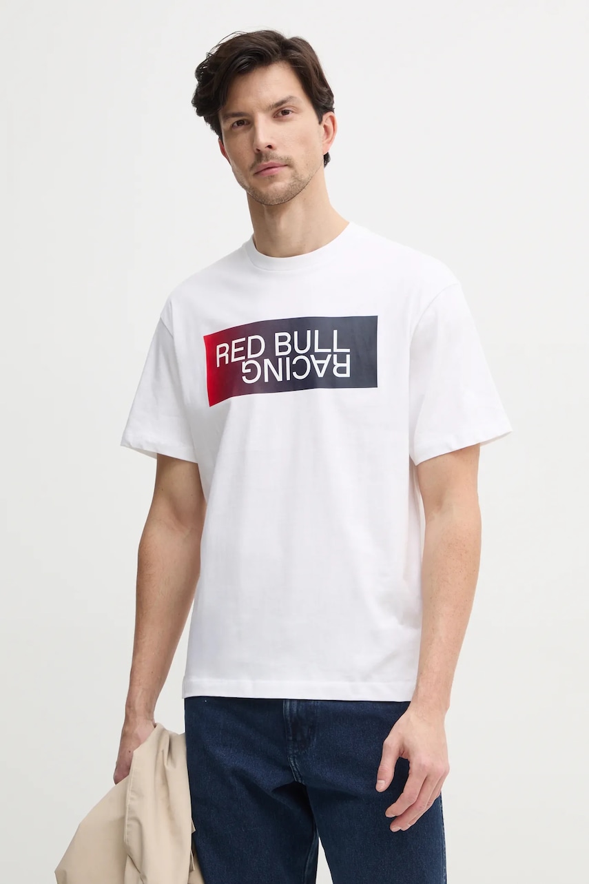 Βαμβακερό μπλουζάκι Red Bull Racing x Pepe Jeans OMBRE LOGO TEE ανδρικό, χρώμα: άσπρο, RM500019