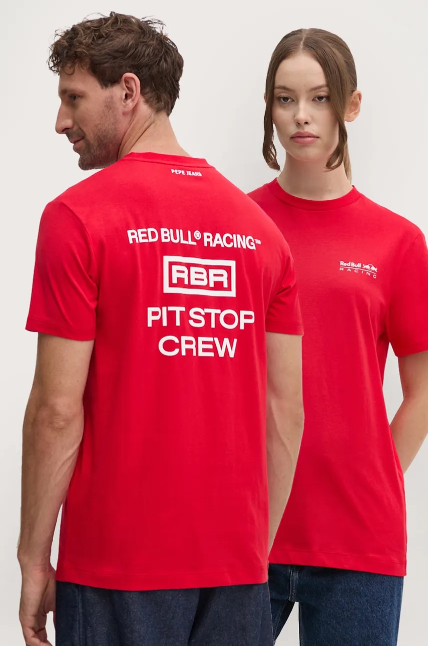Βαμβακερό μπλουζάκι Red Bull Racing x Pepe Jeans χρώμα: κόκκινο, RU500003