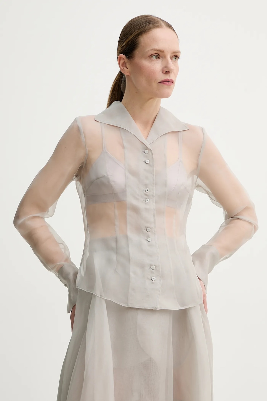 Μεταξωτό πουκάμισο Remain χρώμα: γκρι, 5026062300