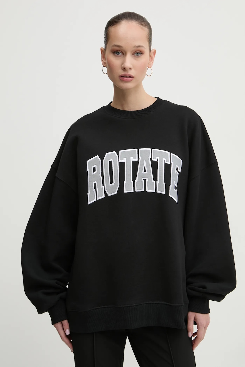 Βαμβακερή μπλούζα Rotate γυναικεία, χρώμα: μαύρο, 113427100