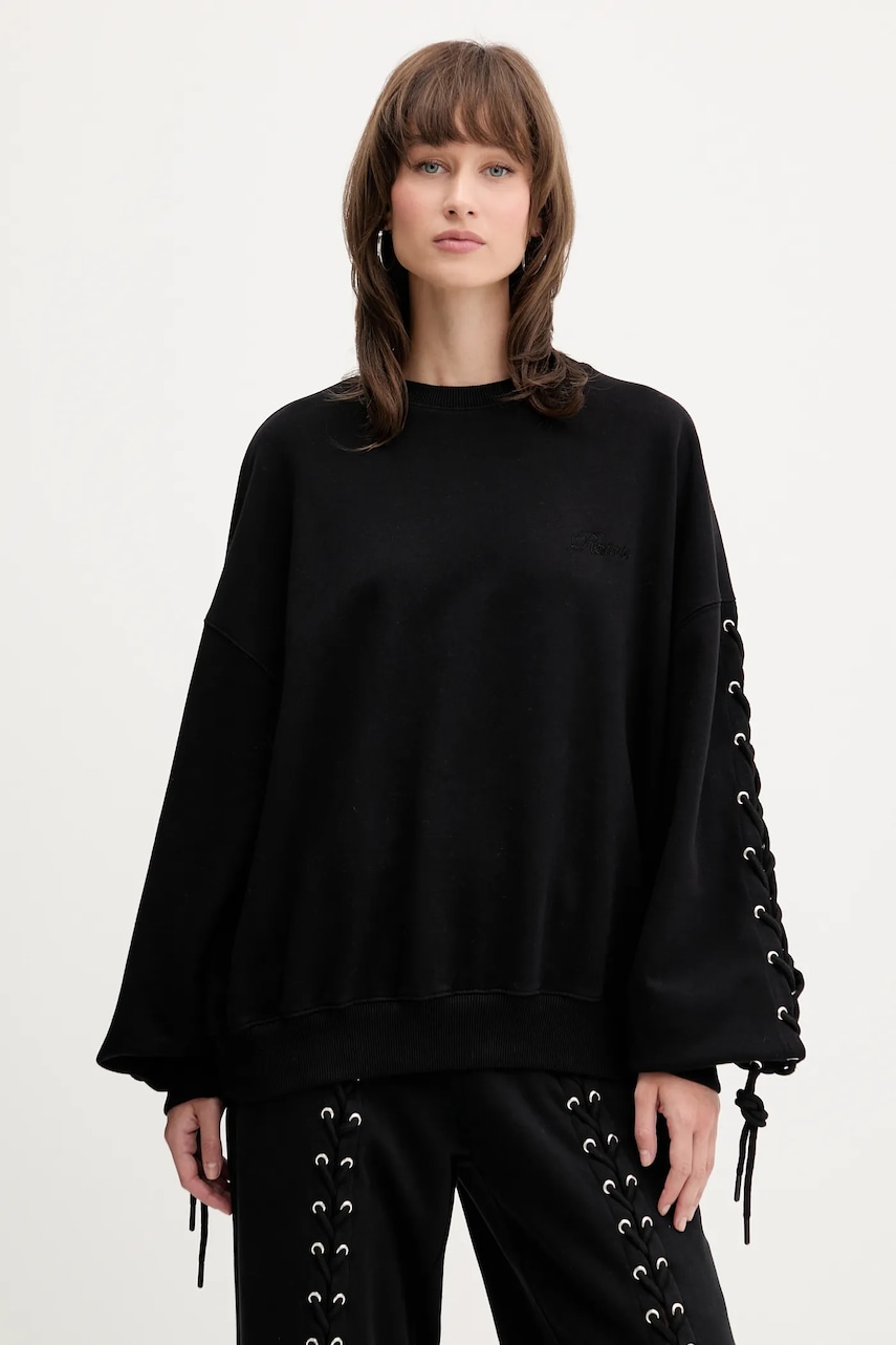 Βαμβακερή μπλούζα Rotate γυναικεία, χρώμα: μαύρο, 114390100