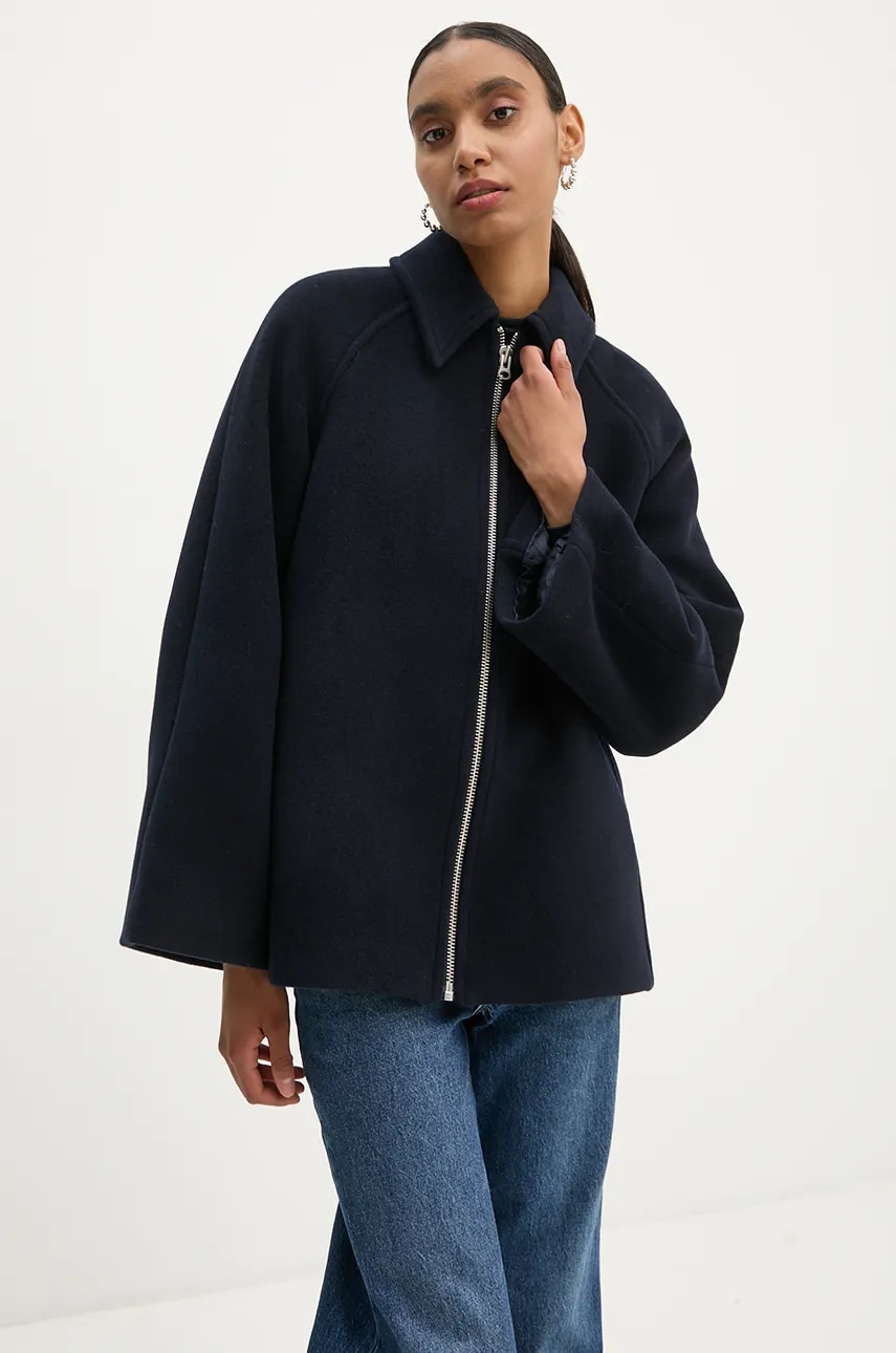 Μάλλινο μπουφάν Samsoe Samsoe ALMA χρώμα: ναυτικό μπλε, F23300184