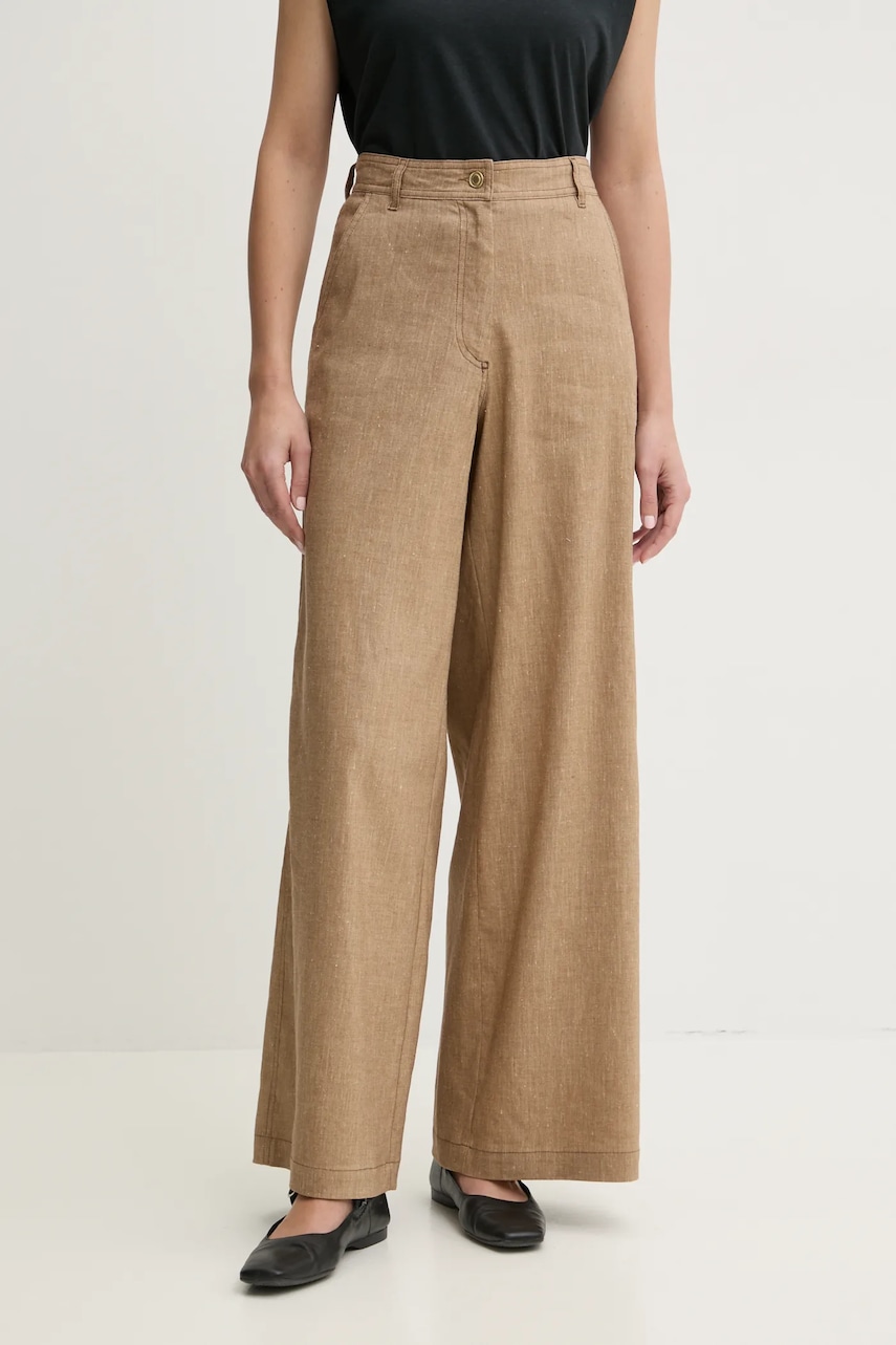 Λινό παντελόνι Sessun χρώμα: μπεζ, 25207003