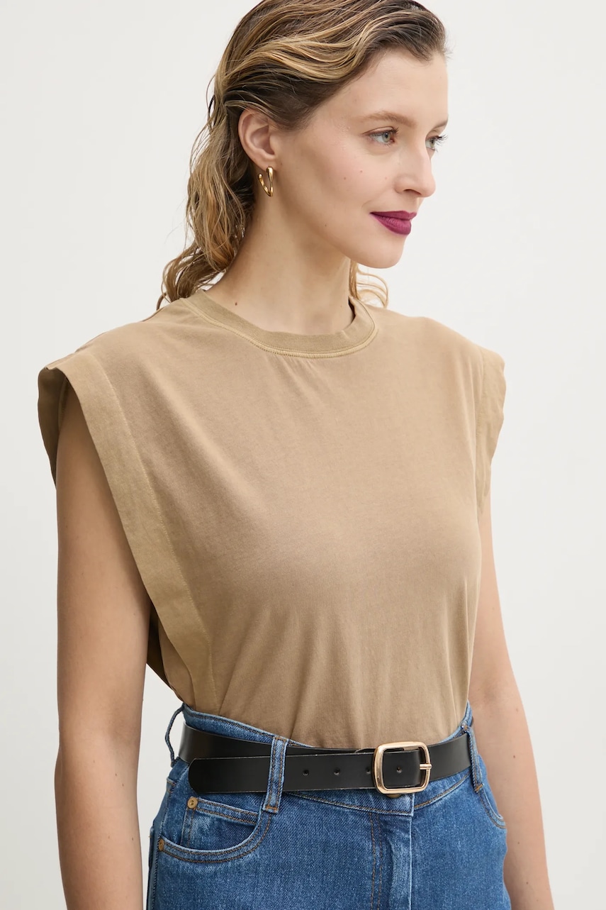 Βαμβακερό τοπ Sessun χρώμα: μπεζ, 25208002